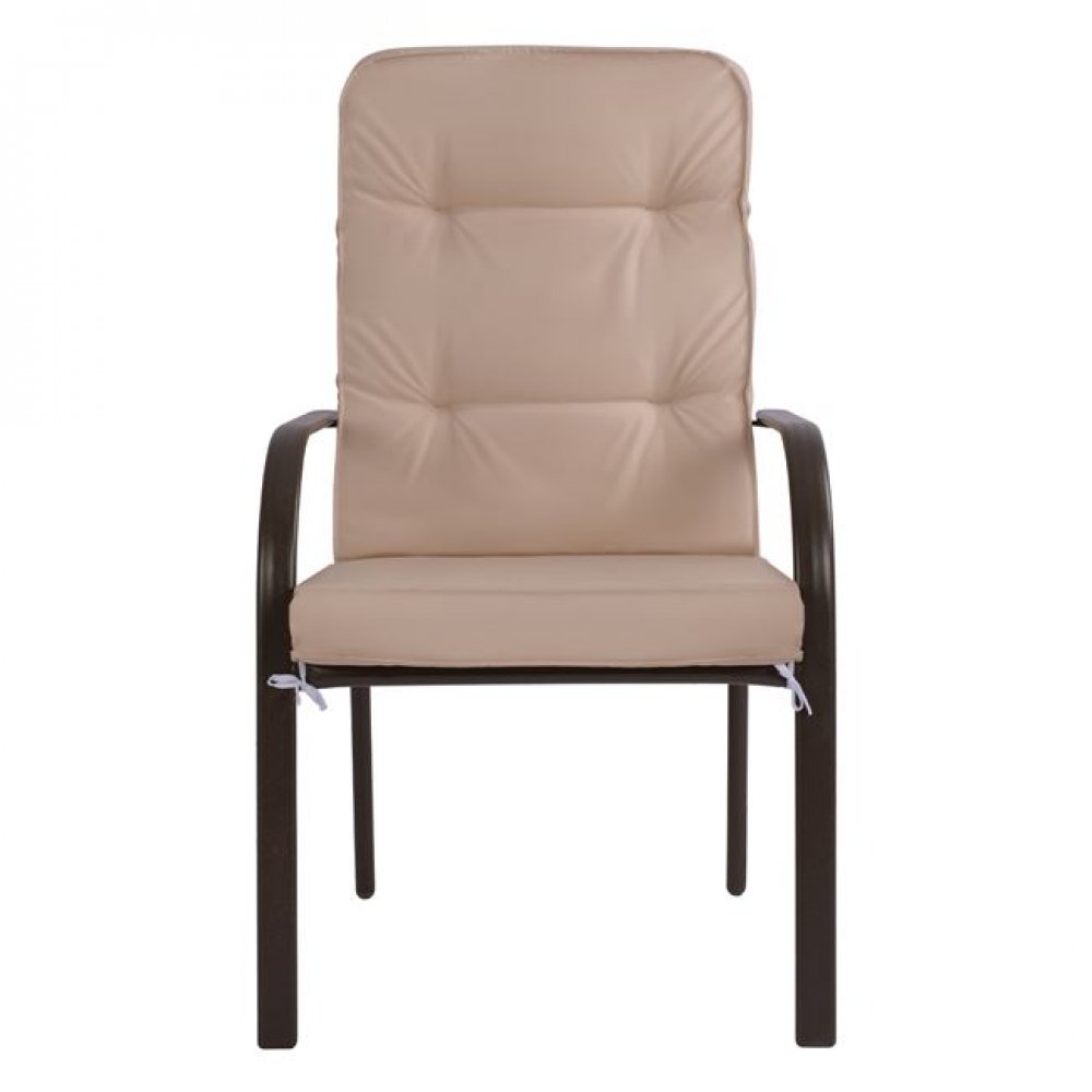 Πολυθρόνα "ENDIKA" μεταλλική με μαξιλάρι σε χρώμα καφέ 60x71x105