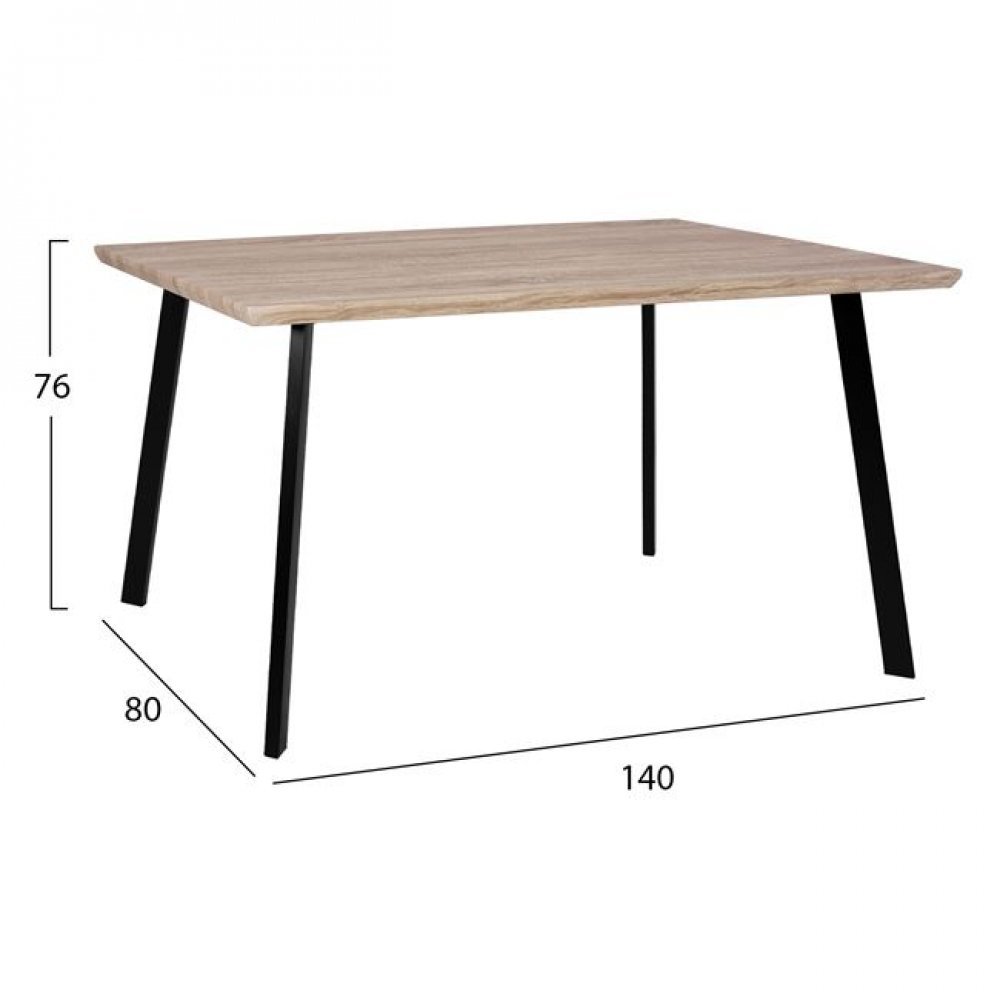 Σετ τραπεζαρίας 5τμχ από μέταλλο/pp σε χρώμα σονόμα/μαύρο 140x80x76