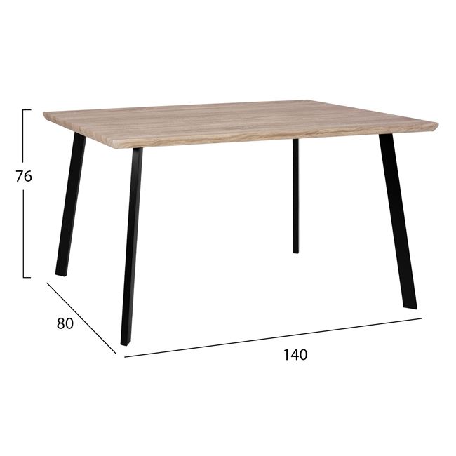 Σετ τραπεζαρίας 5τμχ από μέταλλο/pp σε χρώμα σονόμα/μαύρο 140x80x76