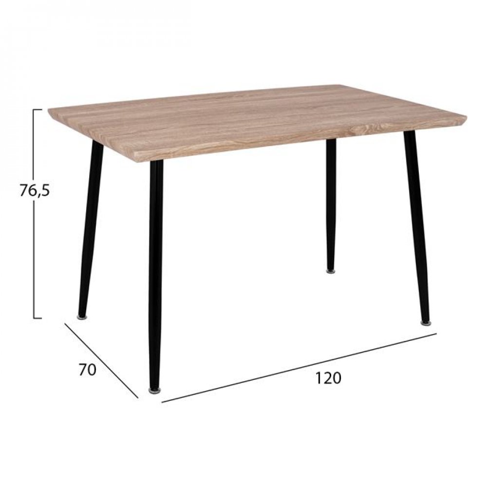 Σετ τραπεζαρίας 5τμχ από μέταλλο/pp σε χρώμα σονόμα/μαύρο 120x70x76,5