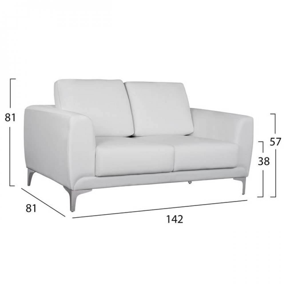 Σετ σαλονιού "KENZIE" 2τμχ  από τεχνόδερμα σε χρώμα λευκό 190x81x81