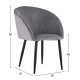 Πολυθρόνα τραπεζαρίας "BESSIE" από βελούδο/μέταλλο σε χρώμα γκρι/μαύρο 59x61x80