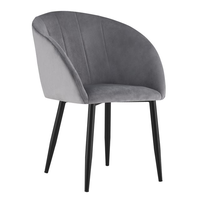 Πολυθρόνα τραπεζαρίας "BESSIE" από βελούδο/μέταλλο σε χρώμα γκρι/μαύρο 59x61x80