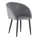 Πολυθρόνα τραπεζαρίας "BESSIE" από βελούδο/μέταλλο σε χρώμα γκρι/μαύρο 59x61x80