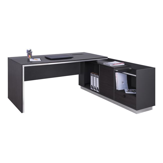 Γραφείο επαγγελματικό "ROSEWOOD" δεξιά γωνία σε χρώμα γκρι-βέγγε 200x170x76