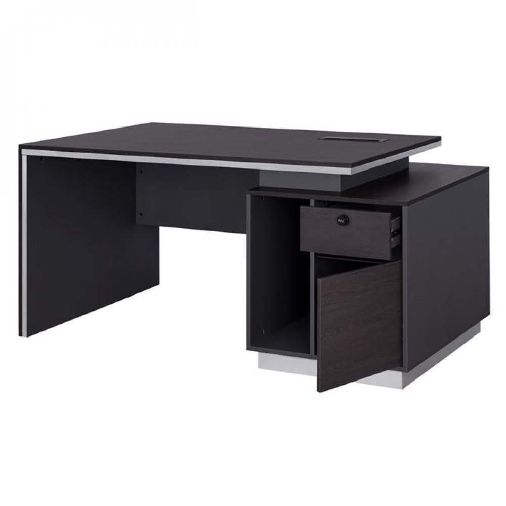 Γραφείο επαγγελματικό "ROSEWOOD" με δεξί ντουλάπι σε χρώμα γκρι-βέγγε 180x80x76