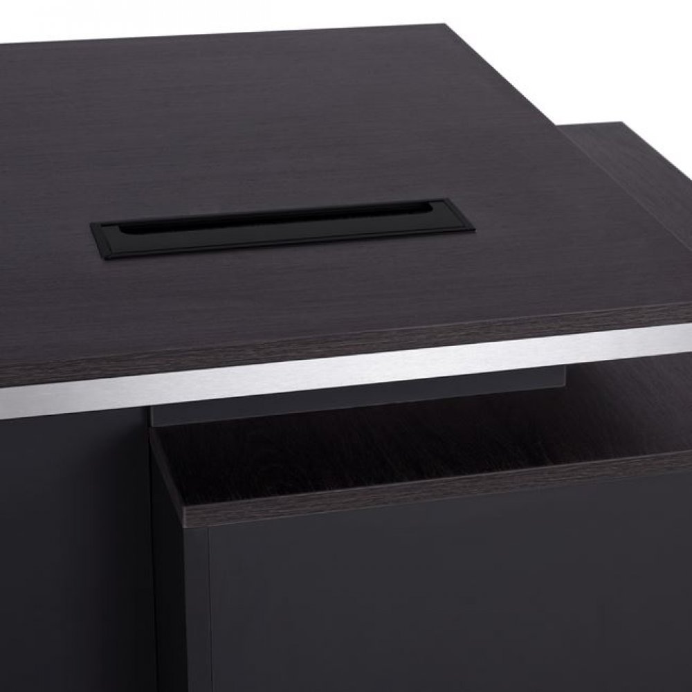 Γραφείο επαγγελματικό "ROSEWOOD" με αριστερό ντουλάπι σε χρώμα γκρι-βέγγε 180x80x76