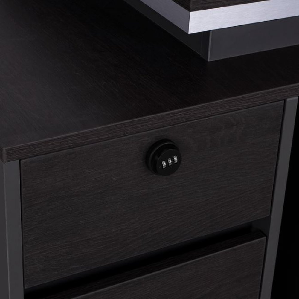 Γραφείο επαγγελματικό "ROSEWOOD" με αριστερό ντουλάπι σε χρώμα γκρι-βέγγε 180x80x76