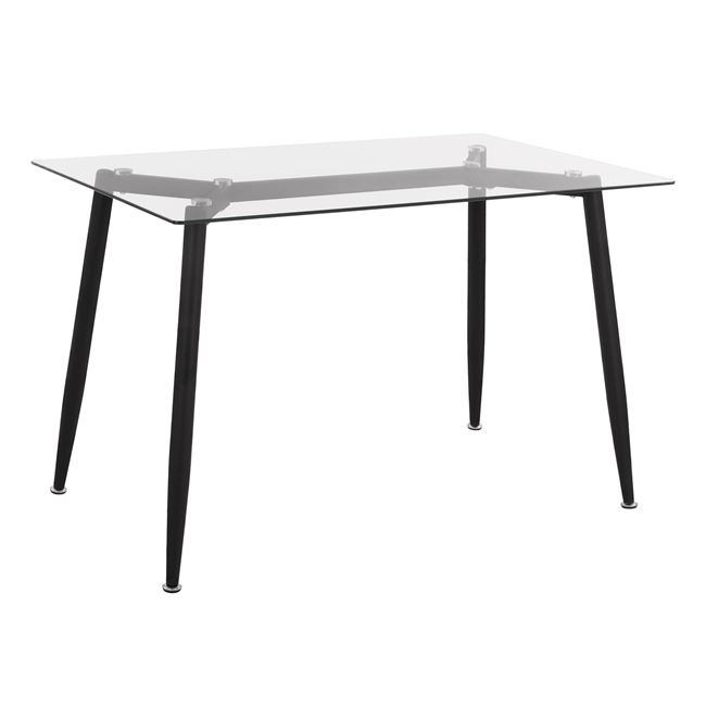 Τραπέζι κουζίνας μεταλλικό/γυαλί σε χρώμα μαύρο/διάφανο 120x70x75.5