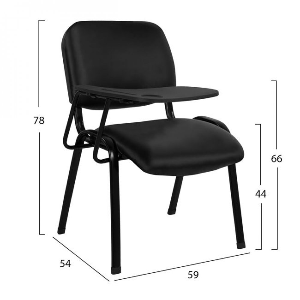 Καρέκλα με θρανίο από μέταλλο/PU σε χρώμα μαύρο 54x59x78