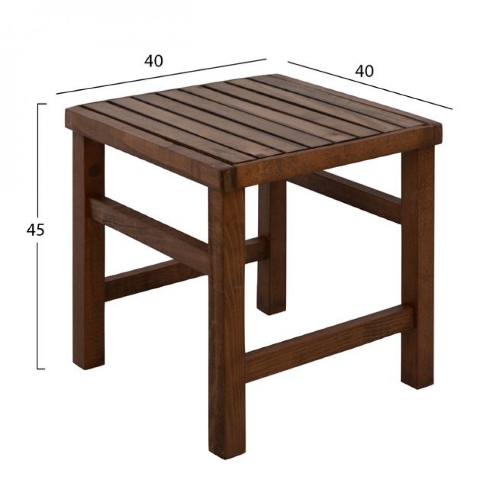 Σκαμπό-τραπεζάκι "KOLI" από ξύλο σε χρώμα καρυδί 40x40x45