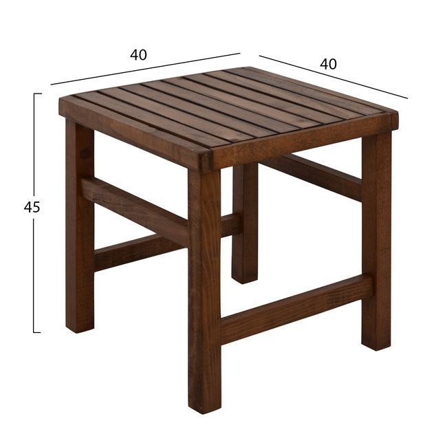 Σκαμπό-τραπεζάκι "KOLI" από ξύλο σε χρώμα καρυδί 40x40x45