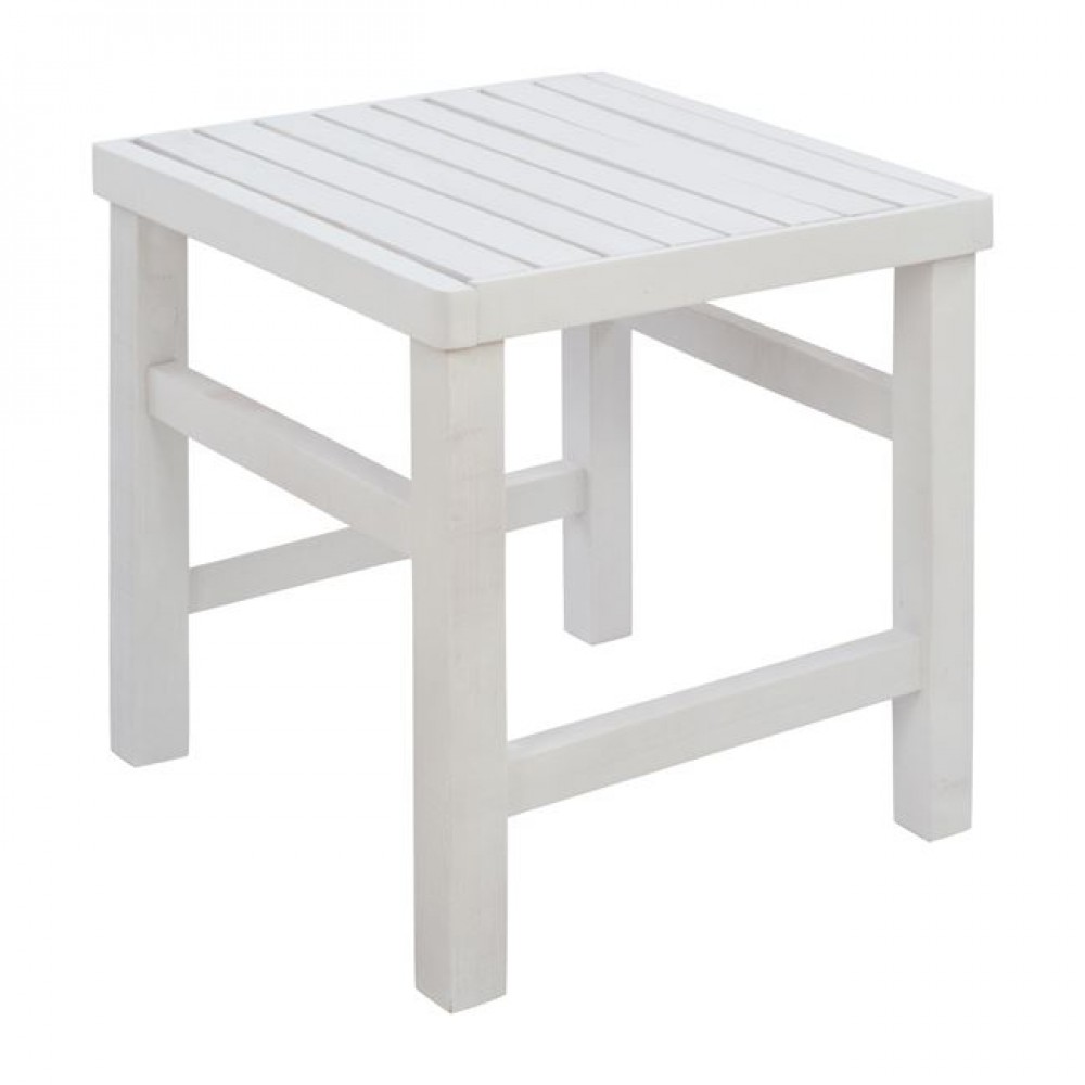 Σκαμπό-τραπεζάκι "KOLI" από ξύλο σε χρώμα λευκό 40x40x45