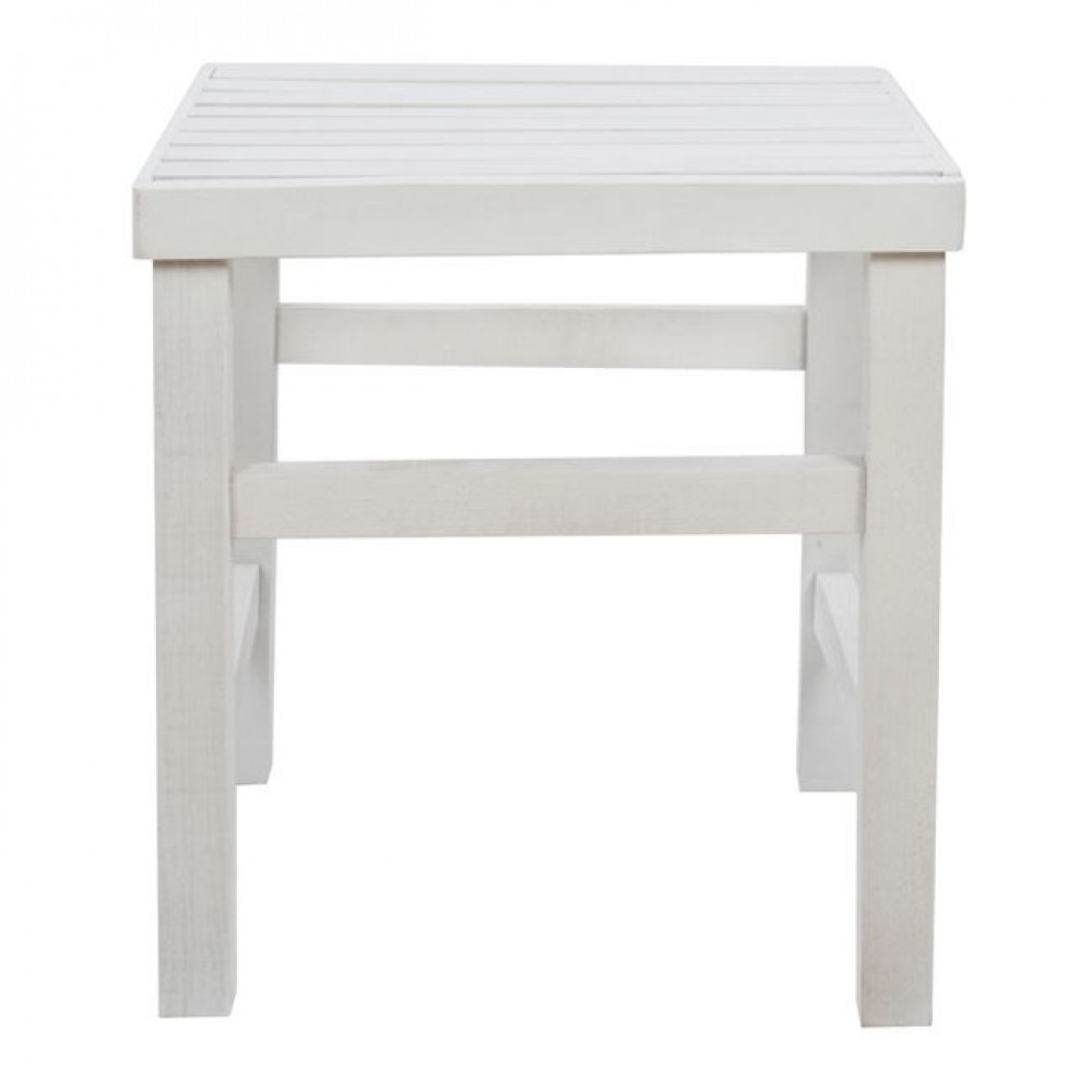 Σκαμπό-τραπεζάκι "KOLI" από ξύλο σε χρώμα λευκό 40x40x45