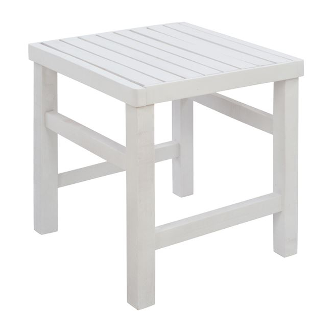 Σκαμπό-τραπεζάκι "KOLI" από ξύλο σε χρώμα λευκό 40x40x45