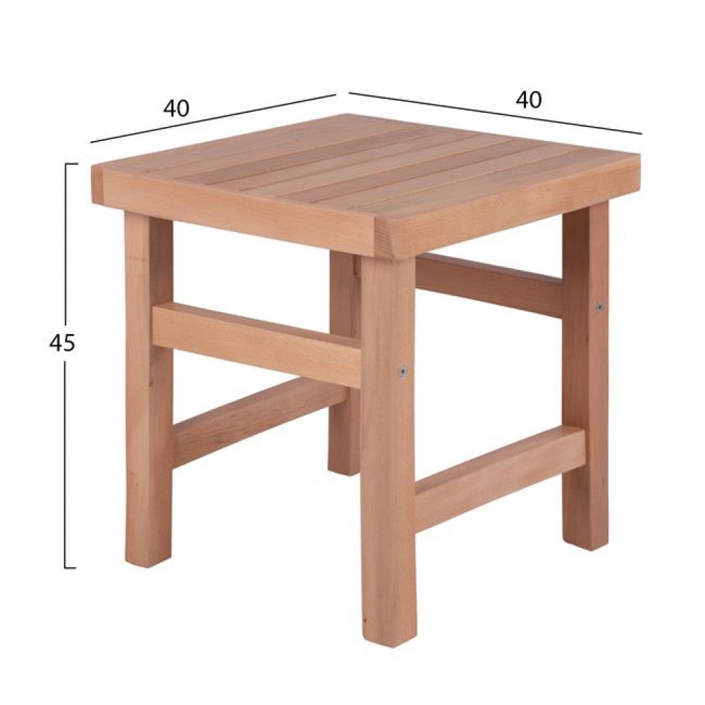 Σκαμπό-τραπεζάκι "KOLI" από ξύλο σε χρώμα φυσικό 40x40x45