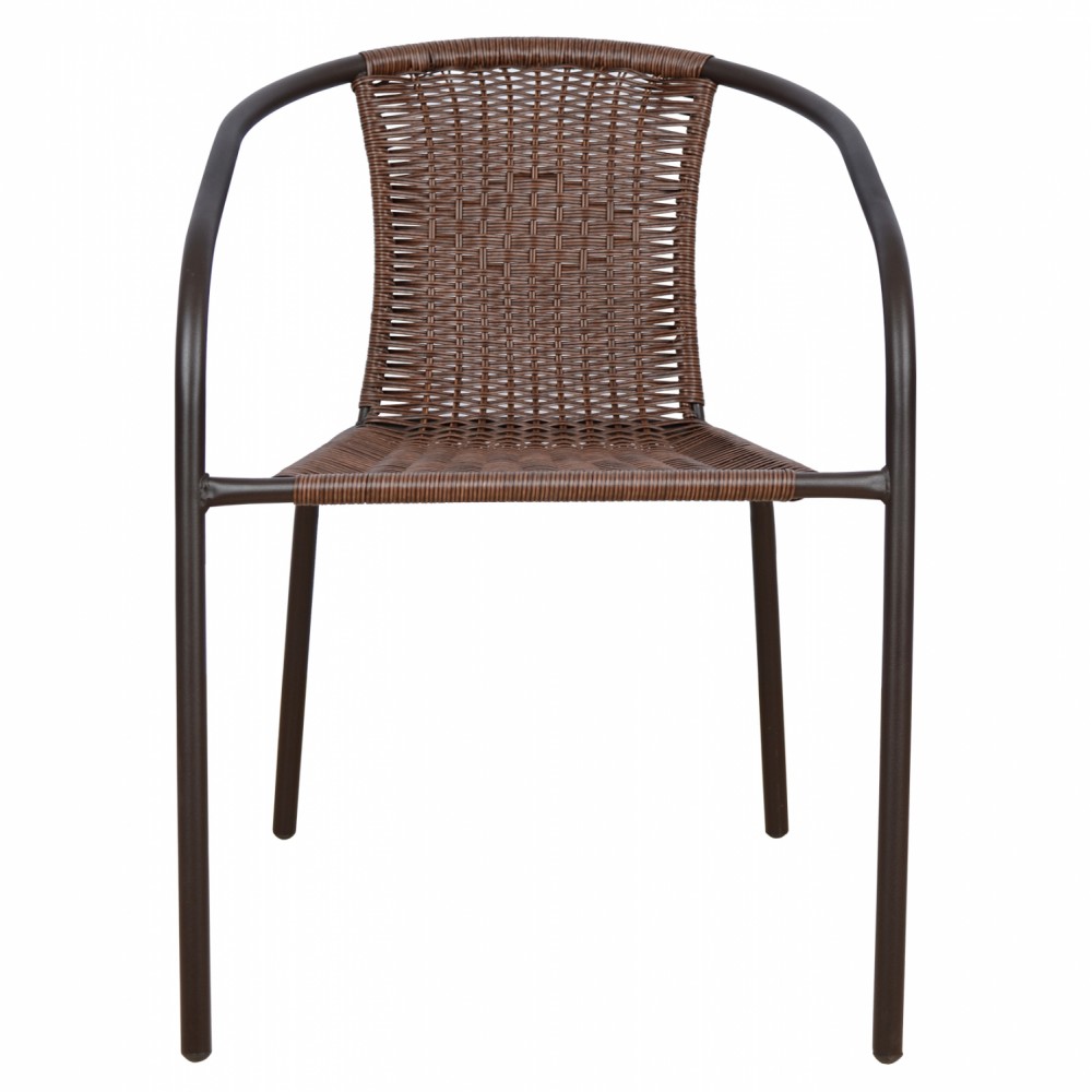 Πολυθρόνα "CAMEL" από μέταλλο/wicker σε χρώμα καφέ 53x58x76