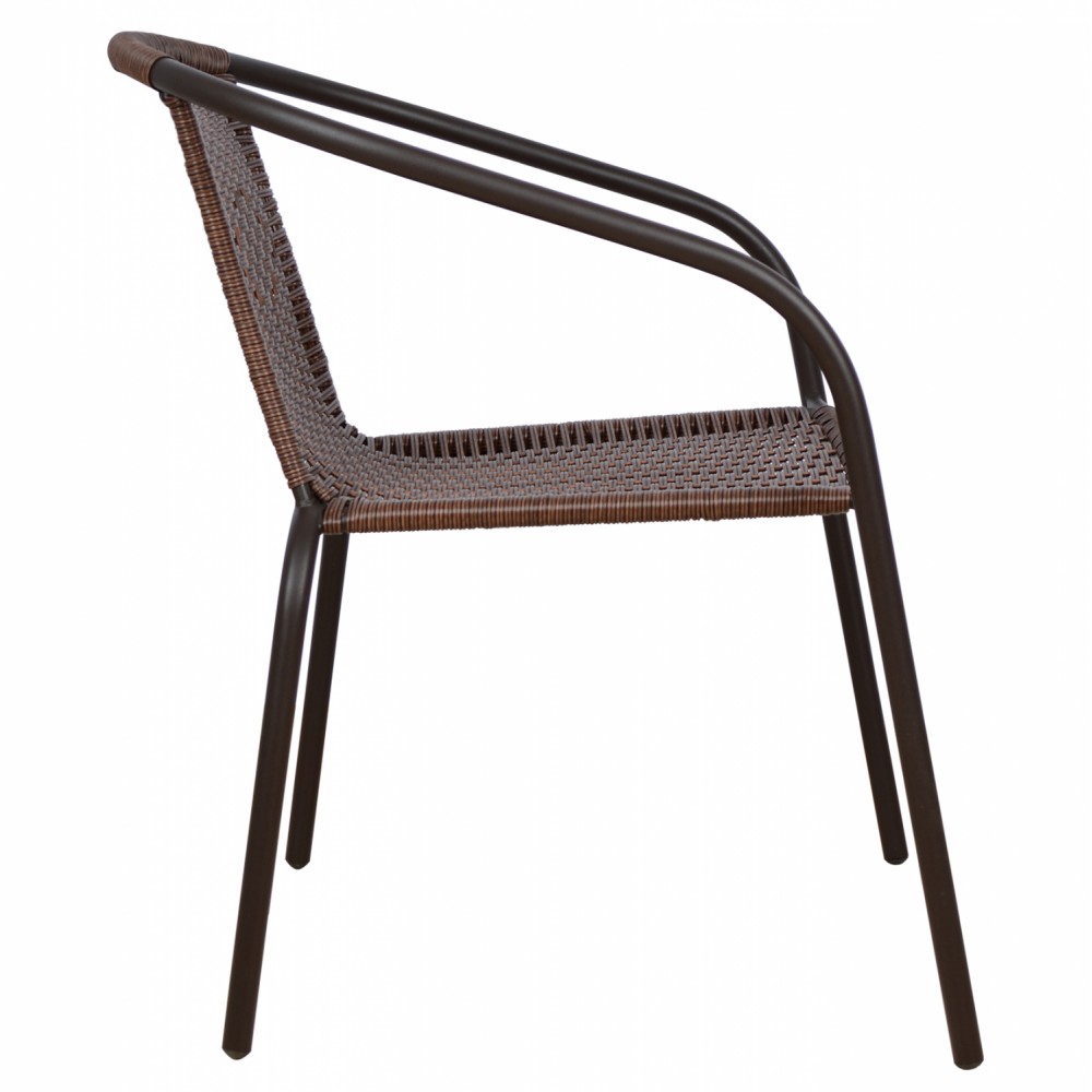 Πολυθρόνα "CAMEL" από μέταλλο/wicker σε χρώμα καφέ 53x58x76