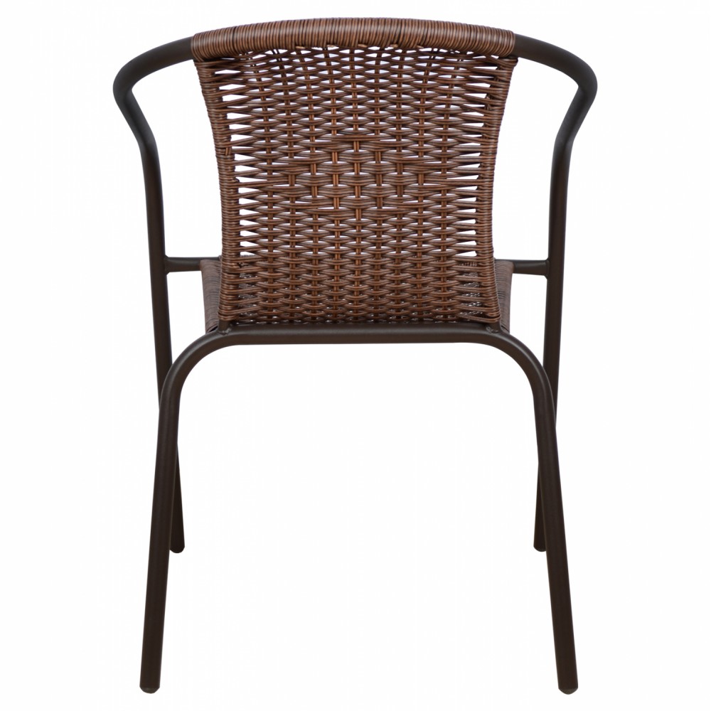 Πολυθρόνα "CAMEL" από μέταλλο/wicker σε χρώμα καφέ 53x58x76