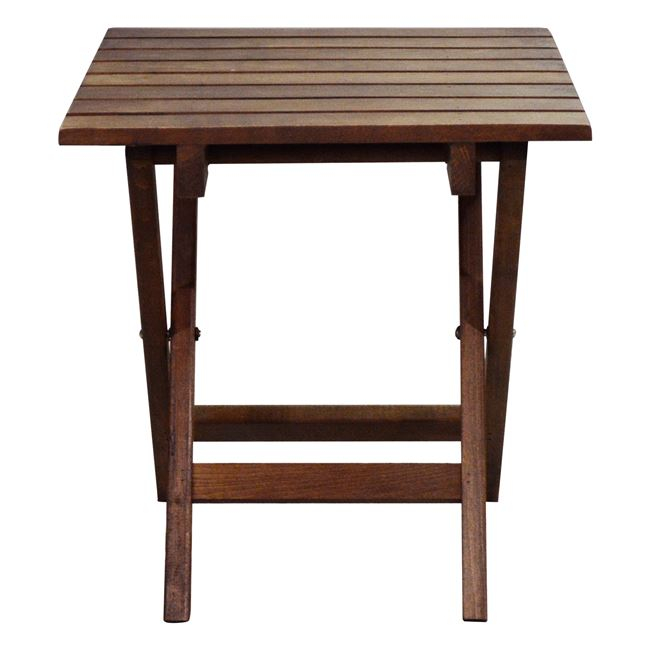 Τραπέζι-σκαμπώ παραλίας πτυσσόμενο από ξύλο σε καρυδί χρώμα 40x40x45