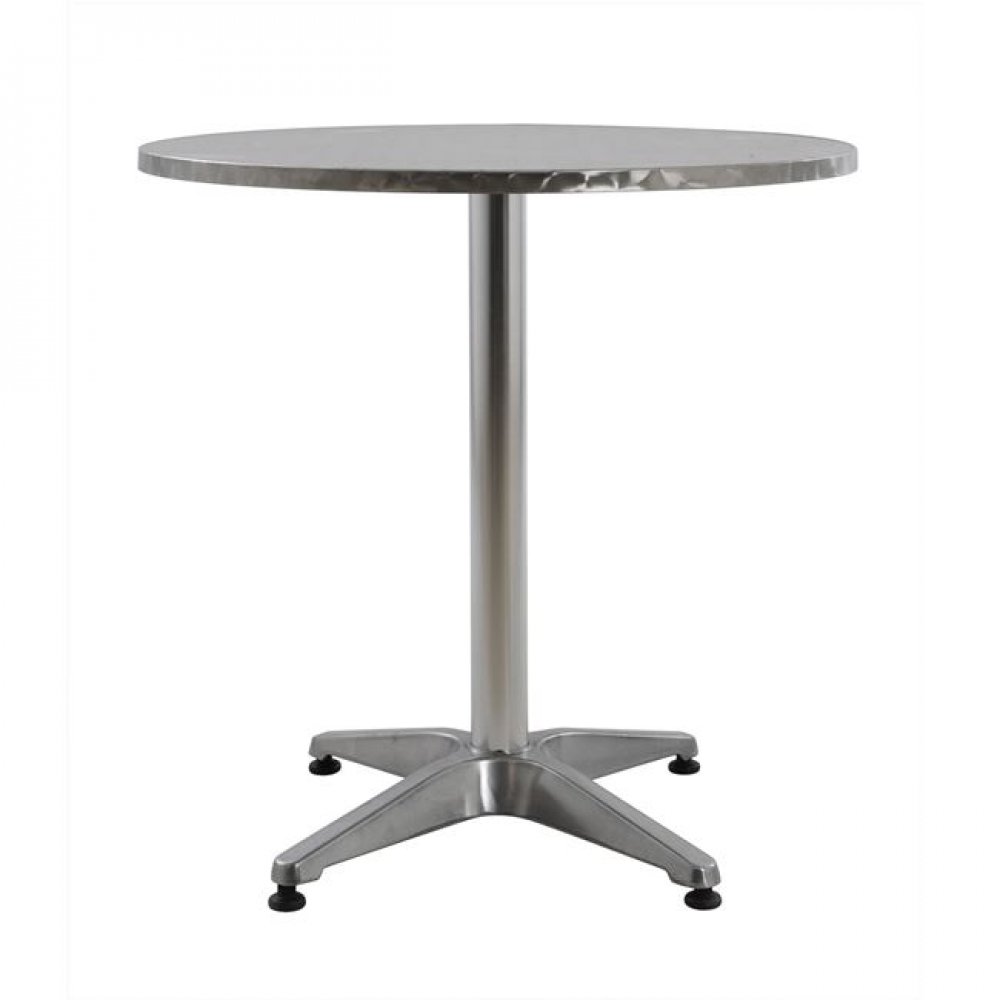 Τραπέζι "FELIX" από αλουμίνιο με τετράνυχη βάση σε ασημί χρώμα Φ70x70