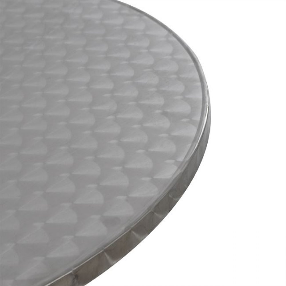 Τραπέζι "FELIX" από αλουμίνιο με τετράνυχη βάση σε ασημί χρώμα Φ70x70