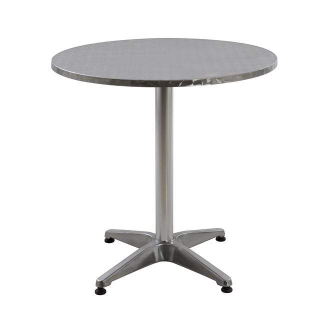 Τραπέζι "FELIX" από αλουμίνιο με τετράνυχη βάση σε ασημί χρώμα Φ70x70