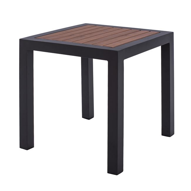 Τραπέζι βοηθητικό από αλουμίνιο-polywood σε μαύρο-καφέ χρώμα 45Χ45X45,5