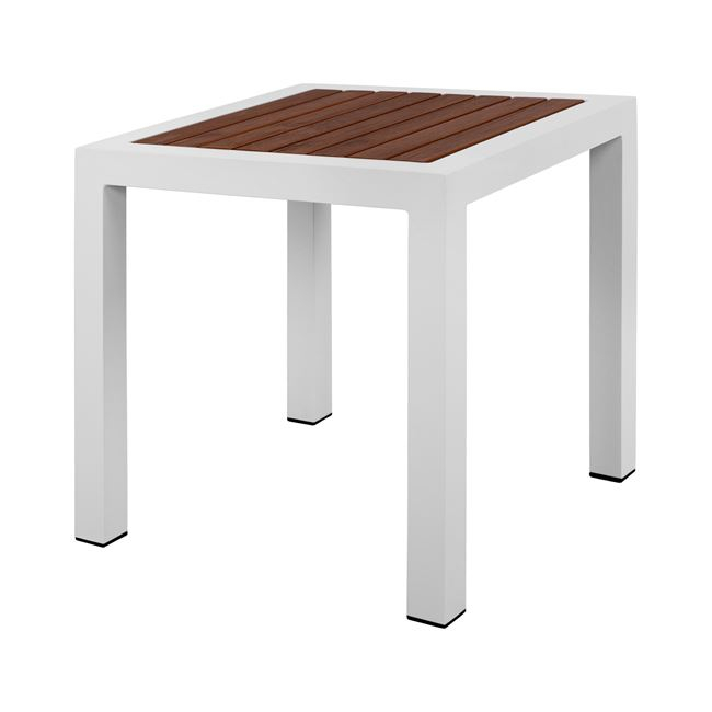 Τραπέζι από αλουμίνο-polywood σε λευκό-καφέ χρώμα 45x45x45,5