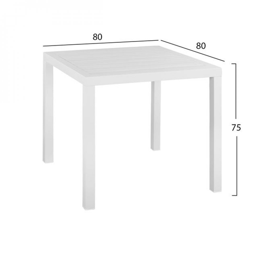 Τραπέζι αλουμινίου σε λευκό χρώμα 80x80x75,5