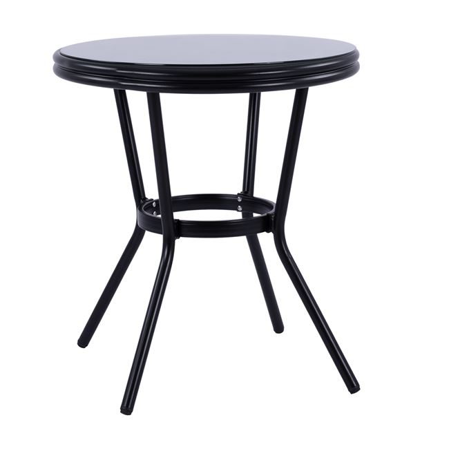 Τραπέζι "BAMBOO LOOK" από αλουμίνιο-τζάμι σε μαύρο χρώμα Φ70x76