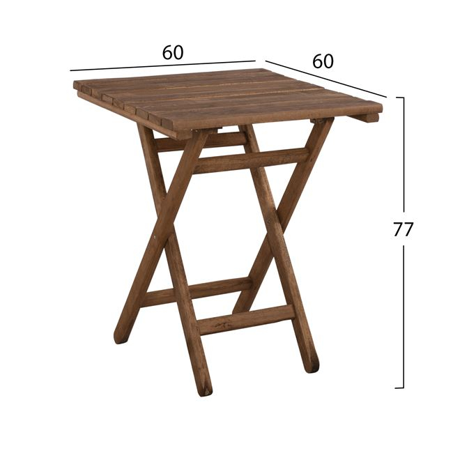 Τραπέζι σκηνοθέτη "ΛΗΜΝΟΣ" πτυσσόμενο από ξύλο σε χρώμα καρυδί 60x60x77