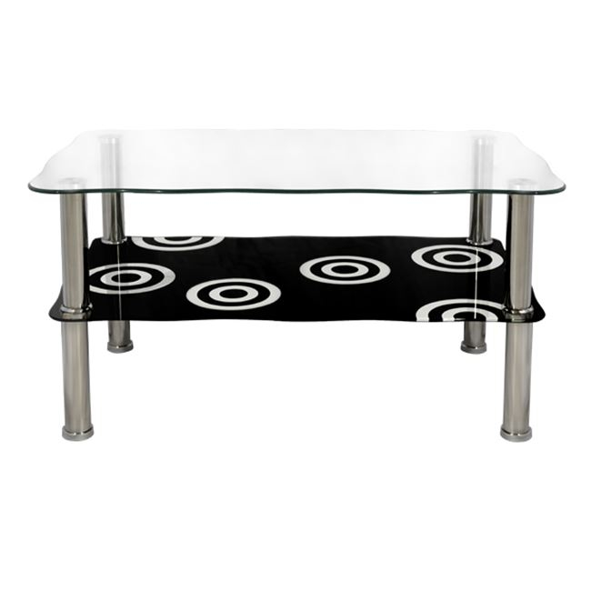 Τραπέζι σαλονιού από γυαλί/μέταλλο σε χρώμα χρωμίου/μαύρο 75x45x41