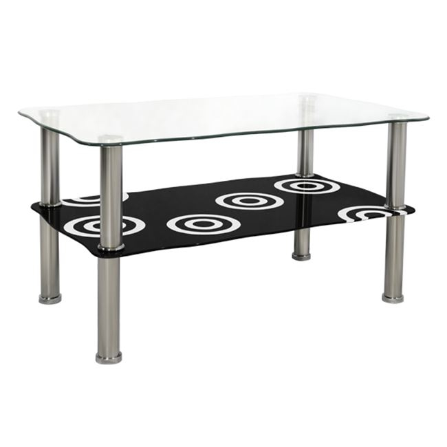 Τραπέζι σαλονιού από γυαλί/μέταλλο σε χρώμα χρωμίου/μαύρο 75x45x41