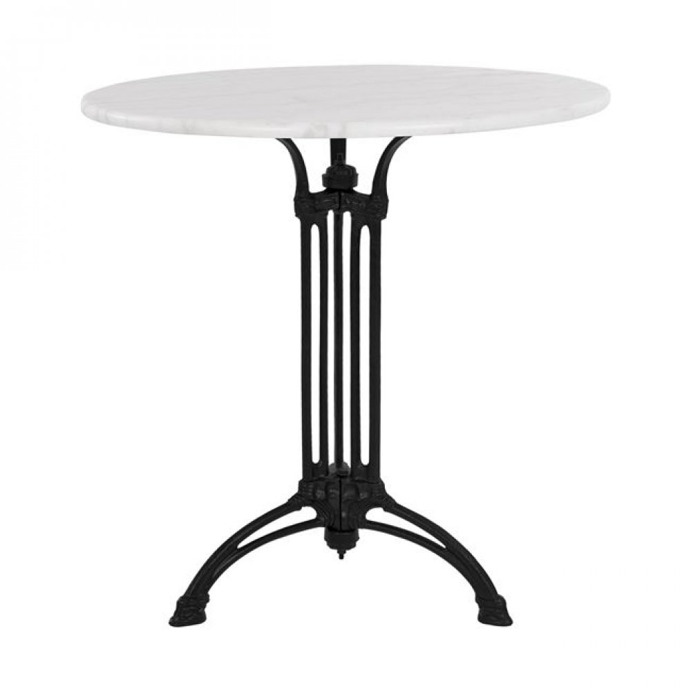 Τραπέζι από μαντέμι-μάρμαρο με τρίνυχη βάση σε μαύρο-λευκό Φ70x74