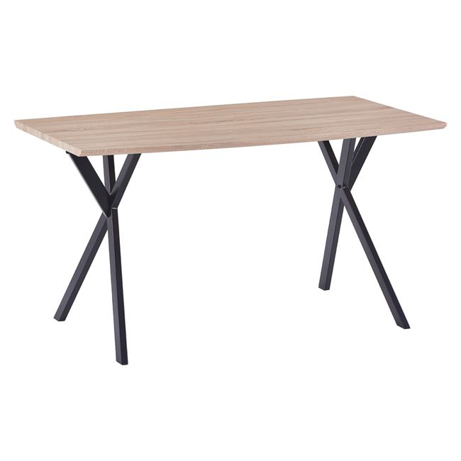 Τραπέζι "ALARICK" από mdf/μέταλλο σε χρώμα σονόμα/μαύρο 140x80x75