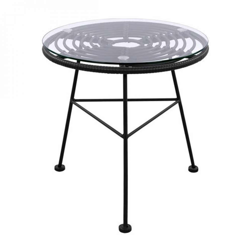Τραπέζι "ALLEGRA" μεταλλικό-wicker σε μαύρο χρώμα Φ45x46