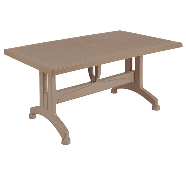 Τραπέζι εξωτερικού χώρου από πολυπροπυλένιο σε καπουτσίνο χρώμα 140x80x73,5