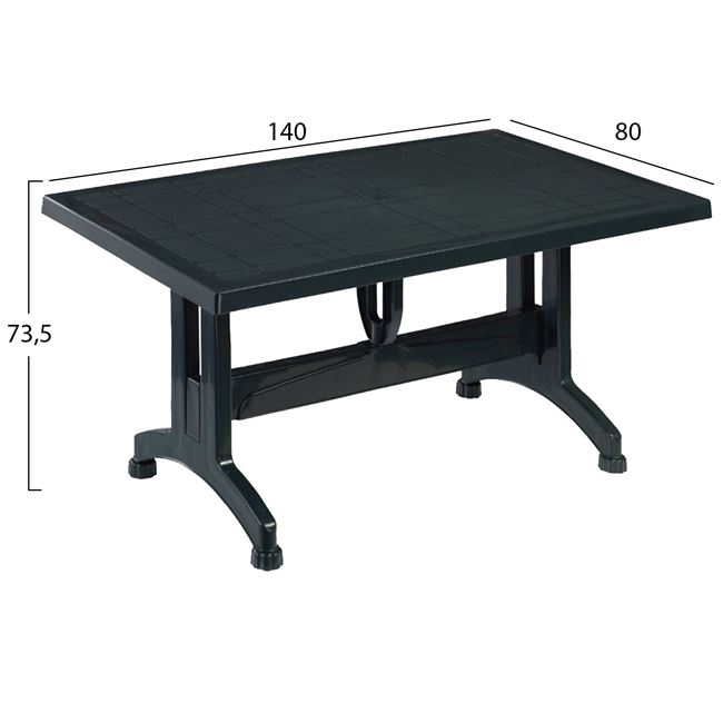 Τραπέζι εξωτερικού χώρου από πολυπροπυλένιο σε κυπαρισσί χρώμα 140x80x73,5