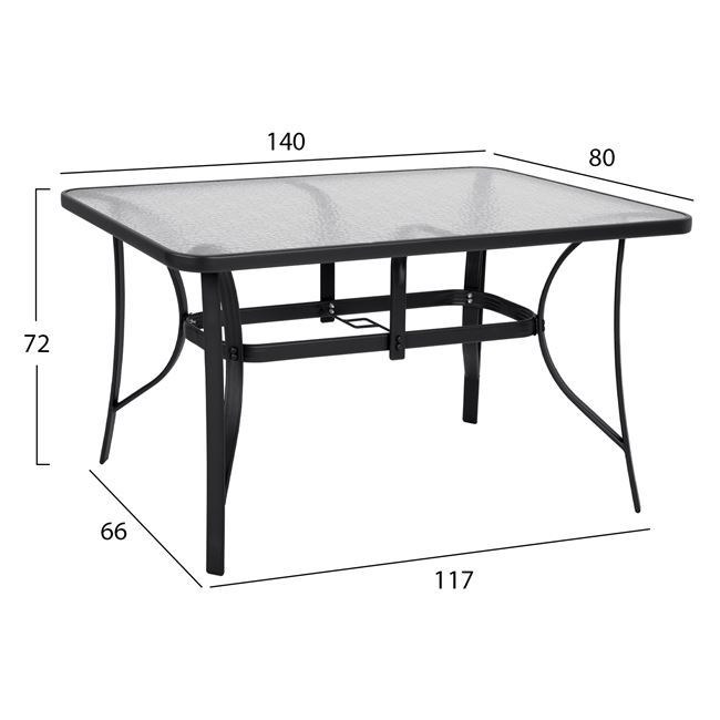 Σετ εξωτερικού χώρου 5τμχ πτυσσόμενο από μέταλλο-textilene σε γκρι χρώμα 140x80x72