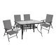 Σετ εξωτερικού χώρου 5τμχ πτυσσόμενο από μέταλλο-textilene σε γκρι χρώμα 140x80x72