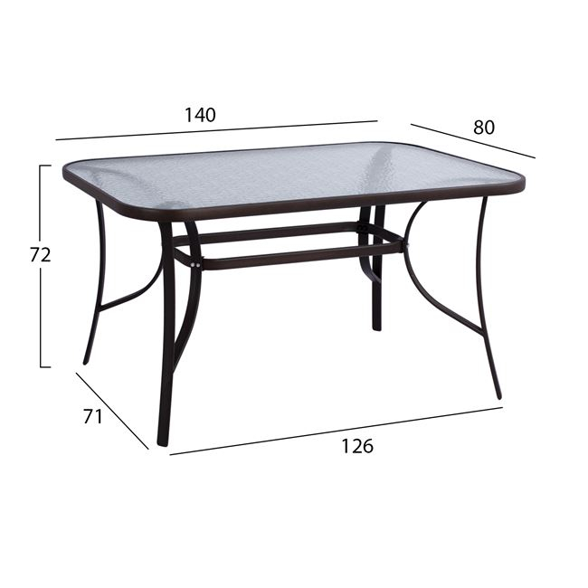 Σετ εξωτερικού χώρου 5τμχ πτυσσόμενο από μέταλλο-textilene σε καφέ χρώμα 140x80x72