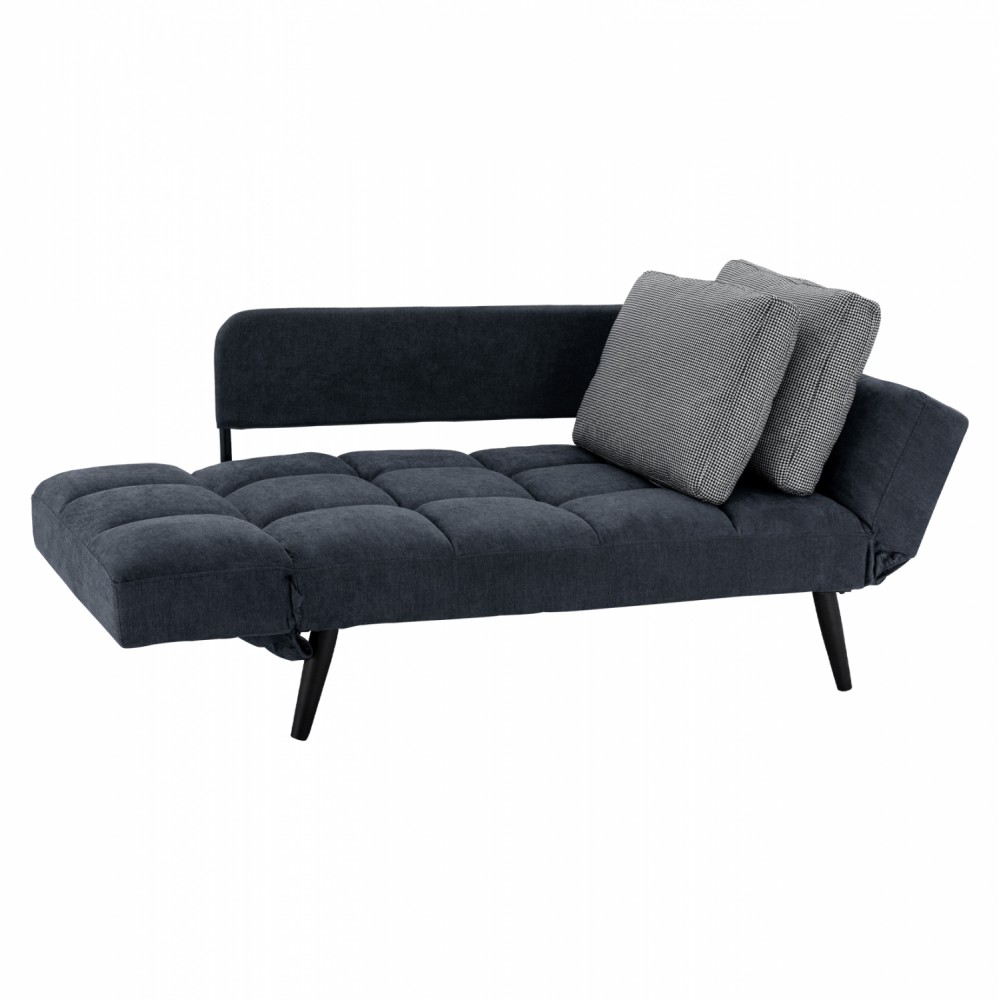 Καναπές τριθέσιος πολυμορφικός από ύφασμα σε χρώμα μαύρο/μπλε 153-190x90x72-85