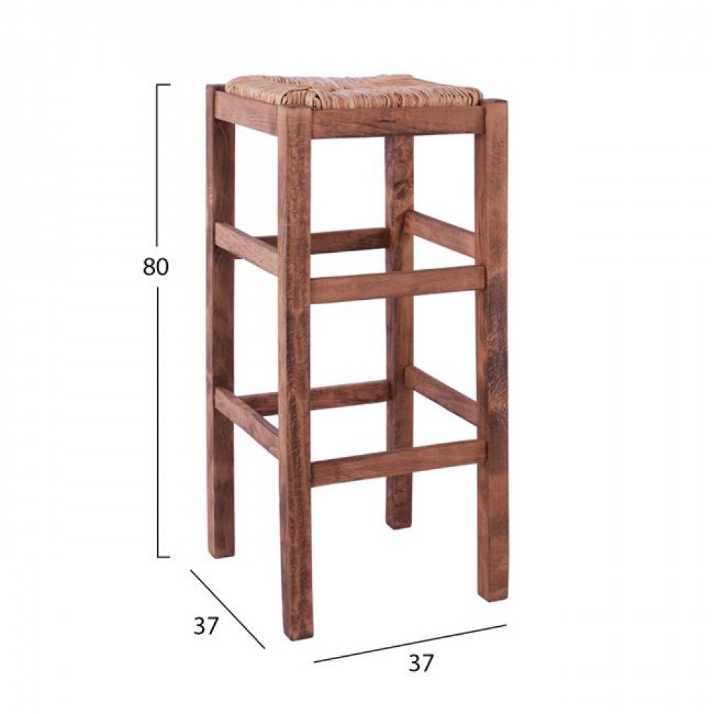 Σκαμπό μπαρ από ξύλο σε χρώμα καρυδί 37x37x80
