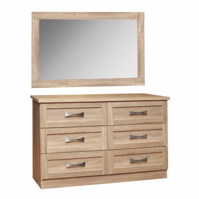 Τουαλέτα συρταριέρα με καθρέφτη σε χρώμα σονόμα 120x40x76