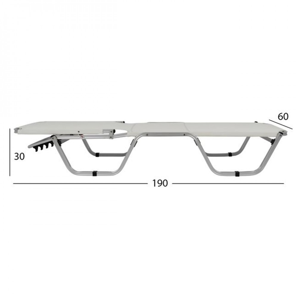 Ξαπλώστρα "WALDO" από αλουμίνιο/textilene σε λευκό χρώμα 190x60x30