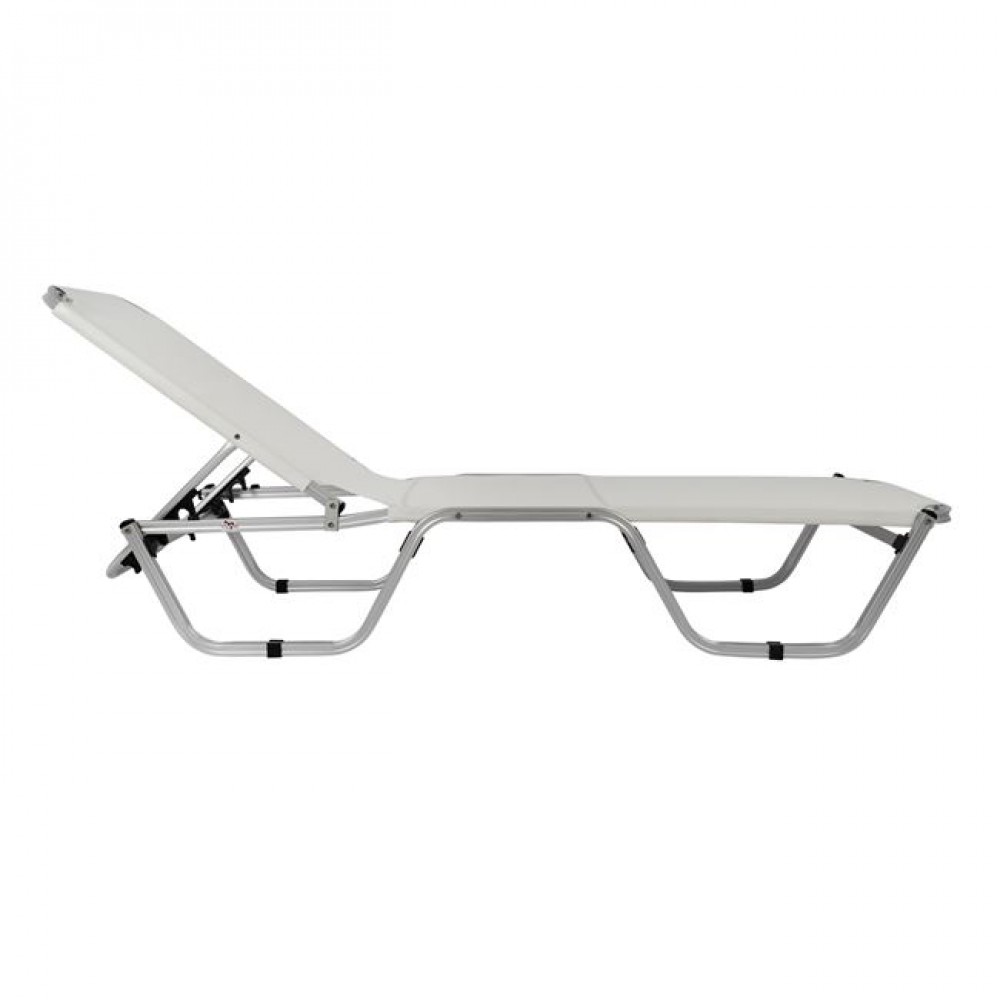 Ξαπλώστρα "WALDO" από αλουμίνιο/textilene σε λευκό χρώμα 190x60x30