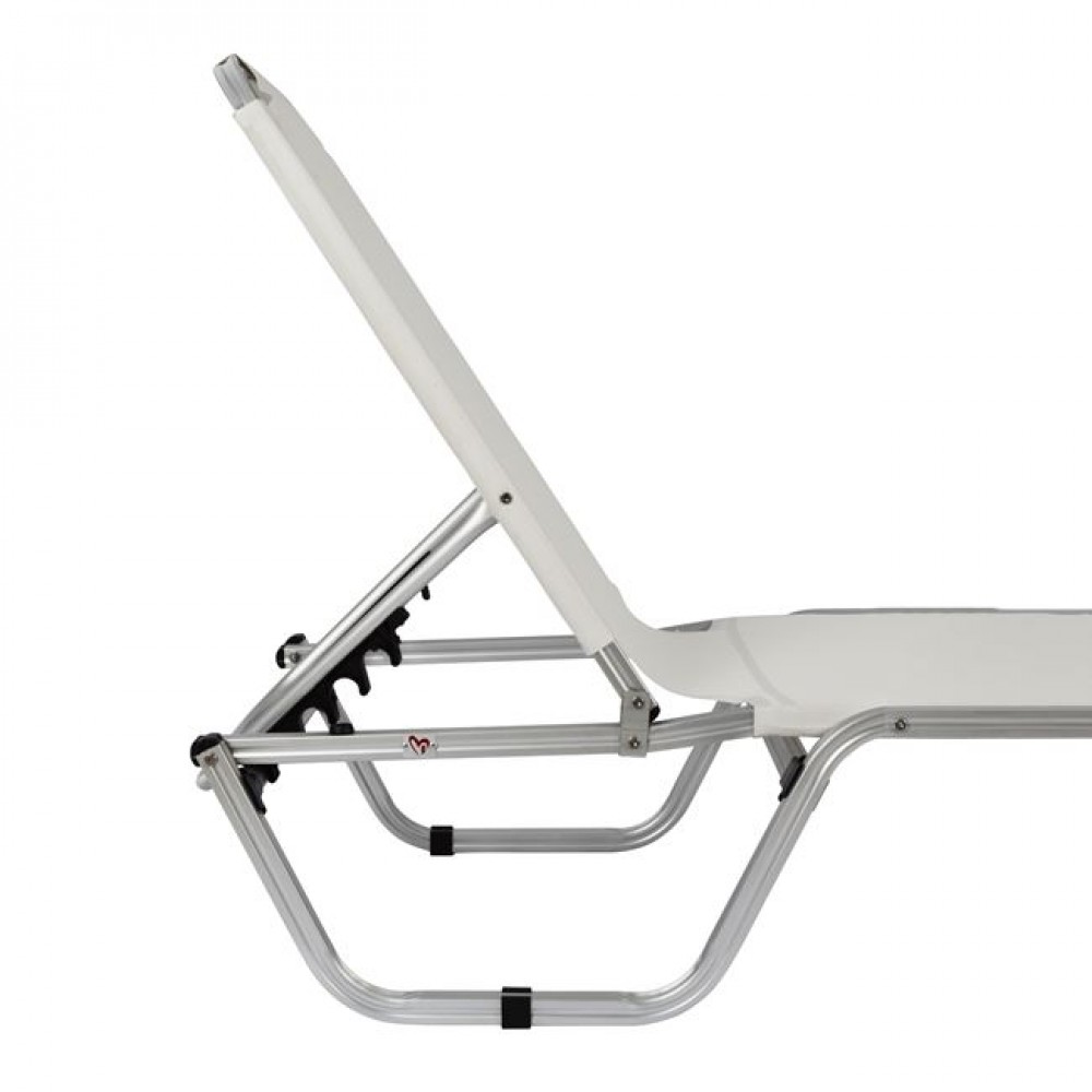 Ξαπλώστρα "WALDO" από αλουμίνιο/textilene σε λευκό χρώμα 190x60x30