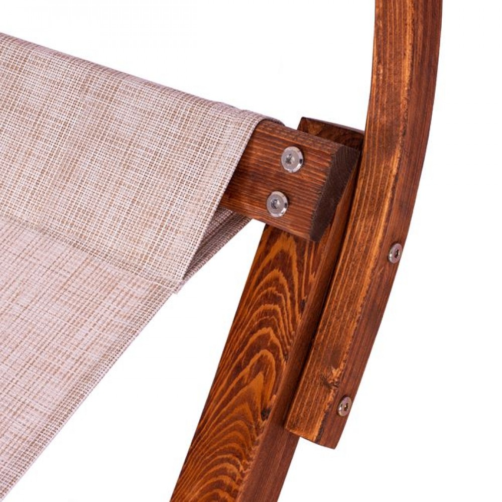 Ξαπλώστρα "COLBY" με σκίαστρο από ξύλο/textilene σε καρυδί/μπεζ χρώμα 105x221x162