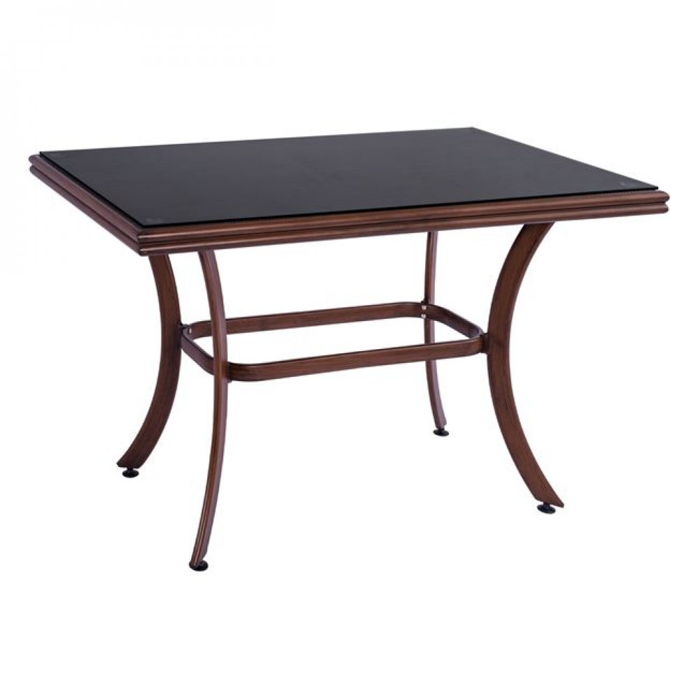 Τραπέζι "BAMBOO LOOK" από αλουμίνιο-τζάμι σε καφέ χρώμα 120x70x78